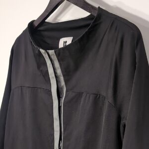 Lisa Perry | Black and Gray Wool Blend Silk Lined Trench Coat Size 12